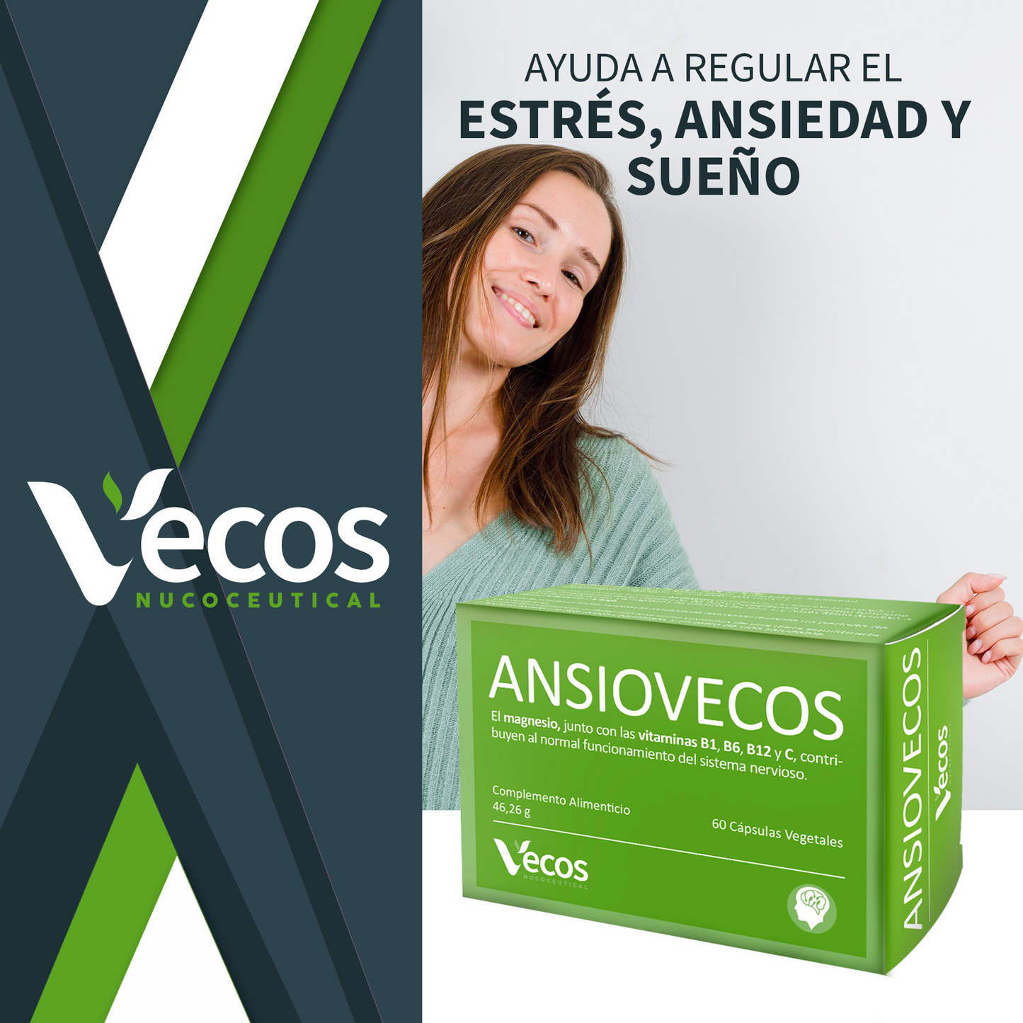 Ansiovecos Vecos 60 Cápsulas | Estrés, Ansiedad Y Equilibrio Emocional | Griffonia, Rhodiola Y Triptófano_1