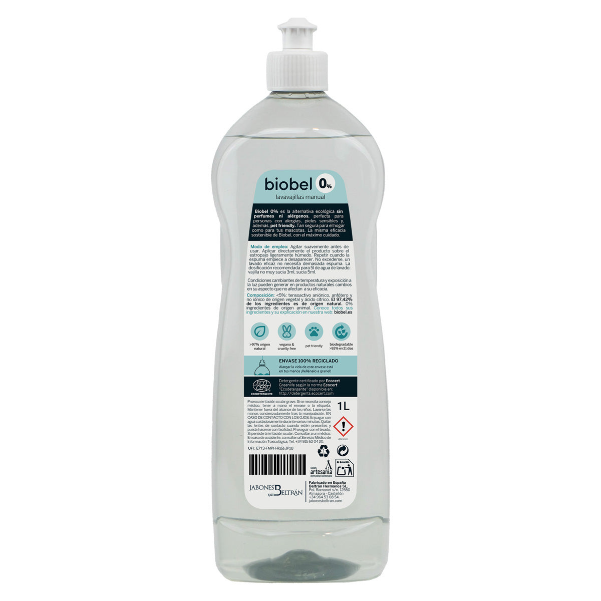 Lavavajillas manual Biobel 0% 1L