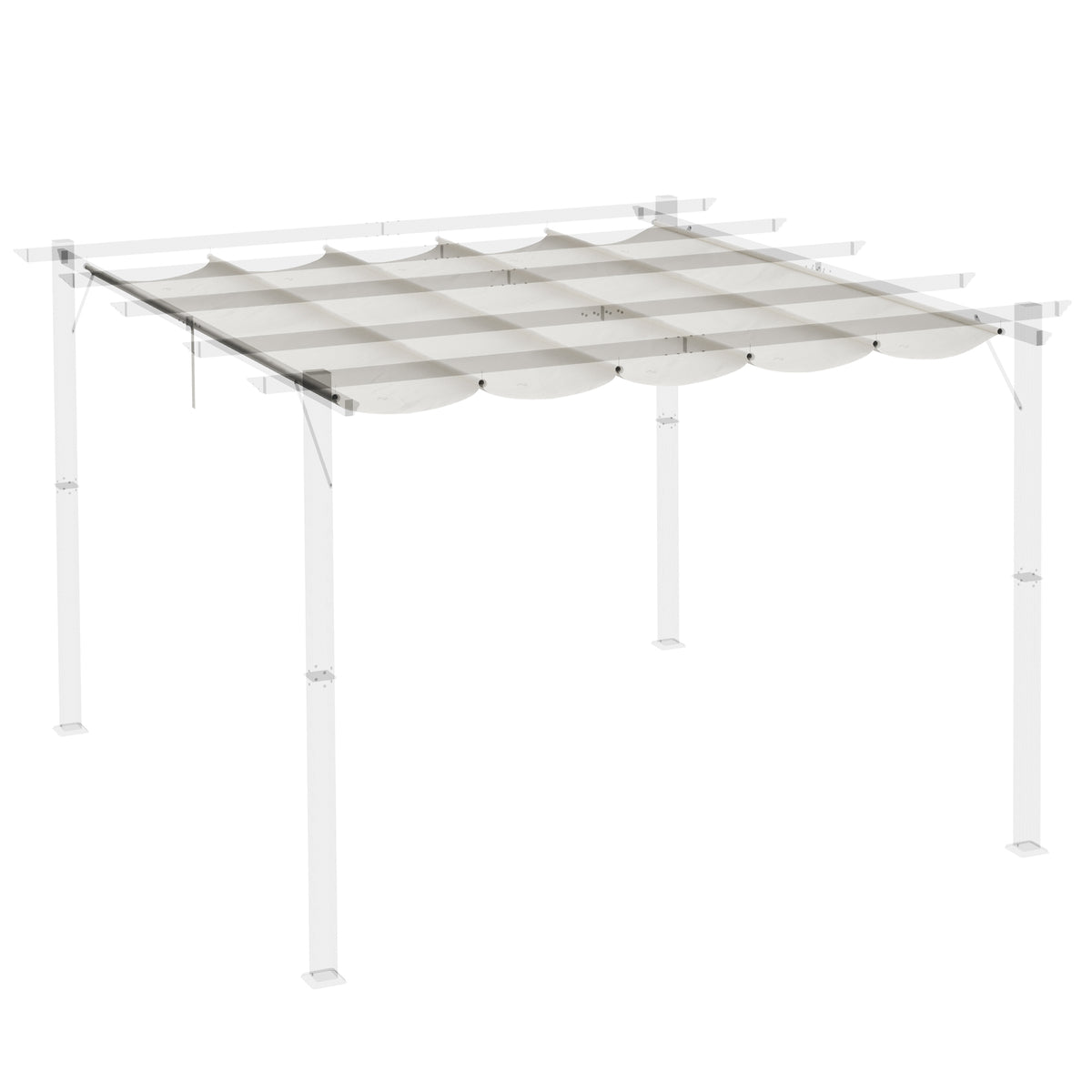 Outsunny Cubierta Para Pérgola Retráctil 2,5x2,55m Para Marco De 3x3 M Crema_3