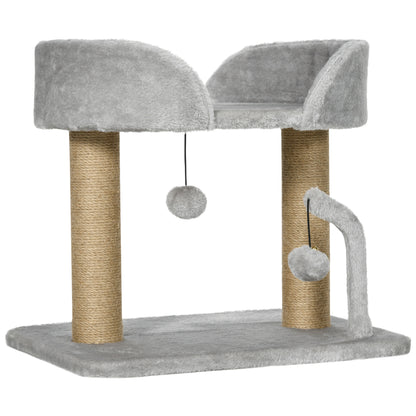 Pawhut Árbol Rascador Para Gatos Pequeños Altura 42 Cm 48x38x42 Cm Gris Claro_1