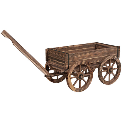 Outsunny Jardinera De Madera En Forma De Carrito 120x41x54 Cm Carbonizado_0