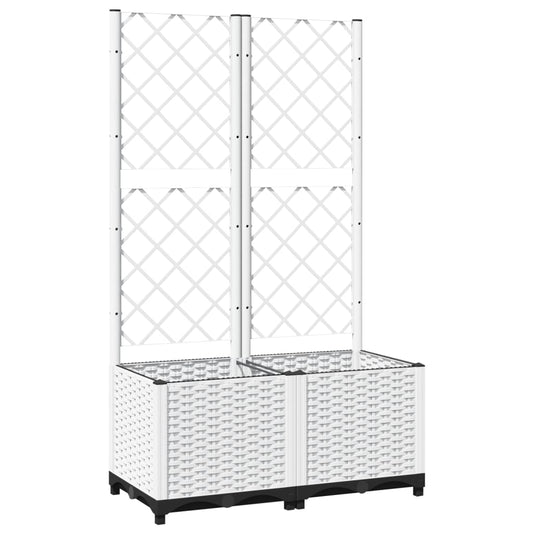 Jardinera Con Enrejado Pp Blanco 80x40x136 Cm_0