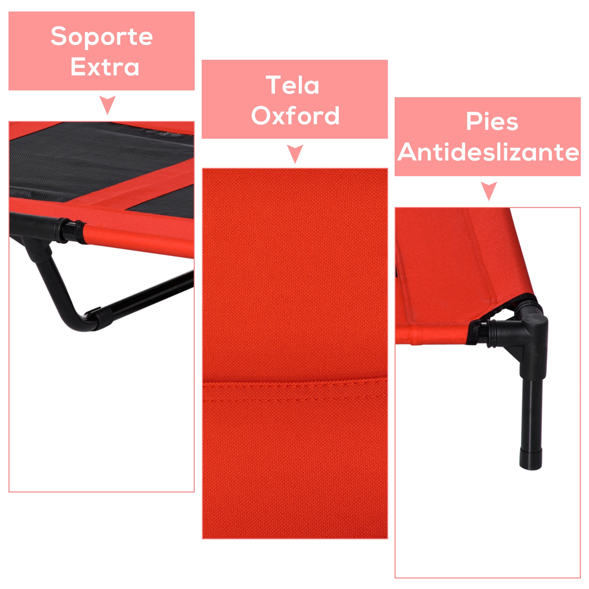 Pawhut Cama Elevada Para Perros Interior Y Exterior 91,5x76,2x18 Cm Rojo_5