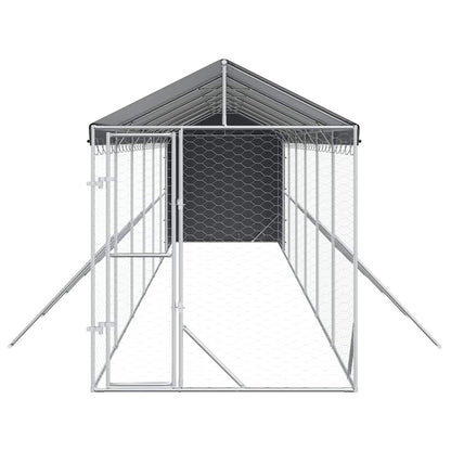 Perrera De Exterior Con Toldo Acero Galvanizado Plata 2x14x2,5m_4