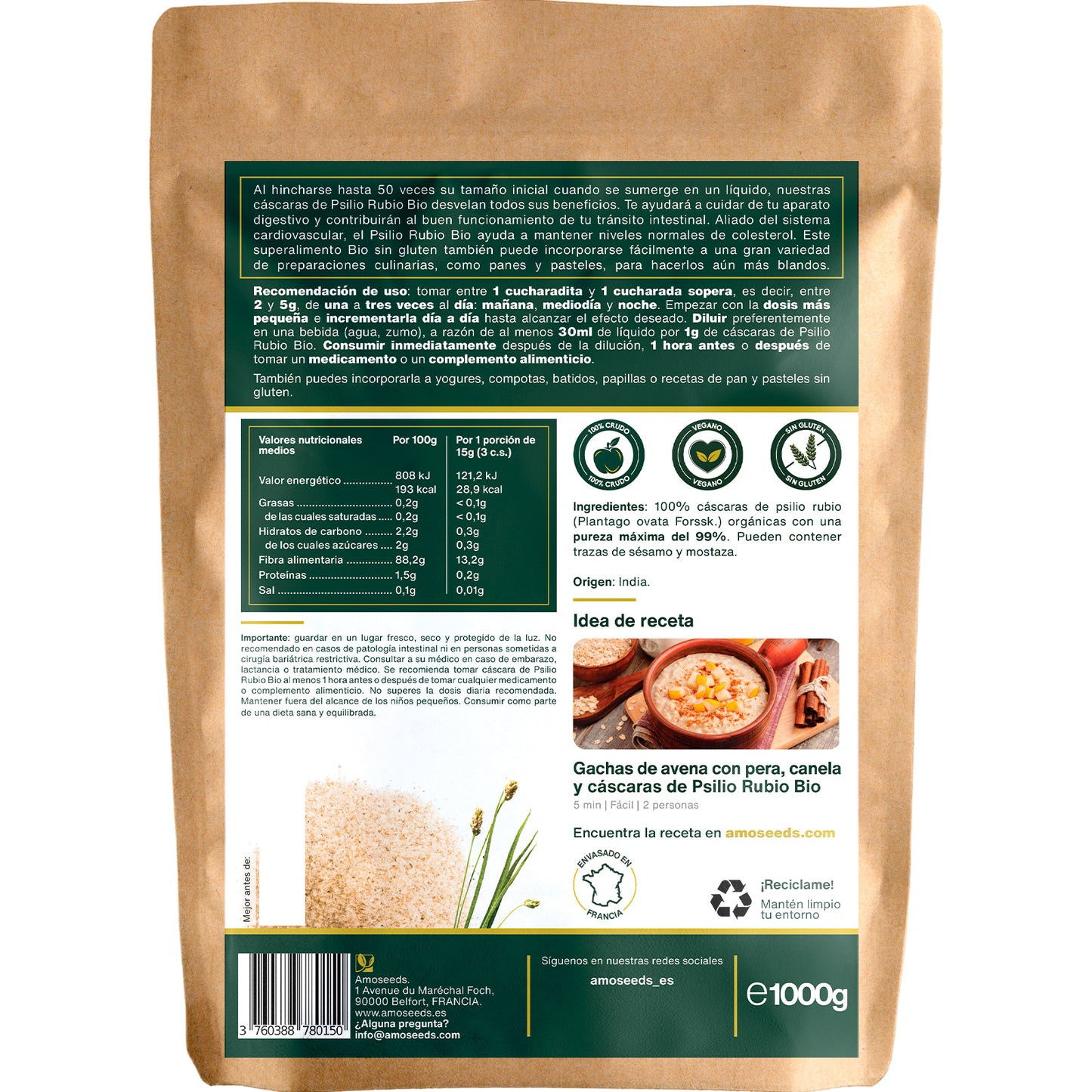 Cáscaras De Psilio Rubio Bio Pureza 99% 1kg_4