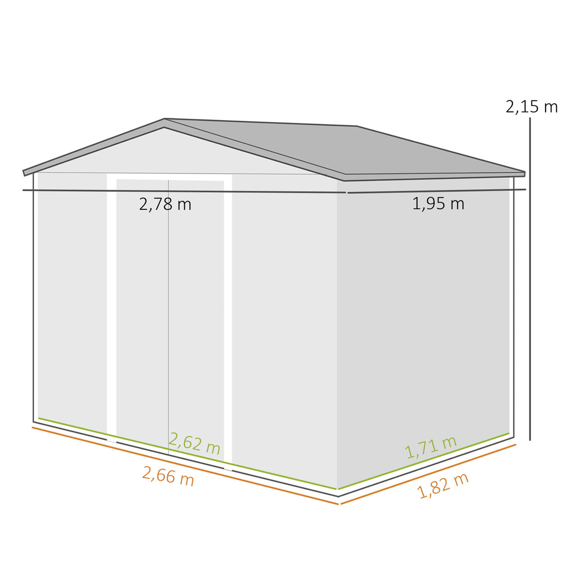 Outsunny Caseta De Jardín Exterior Con 2 Puertas 4,84m² 278x195x215cm Natural_2