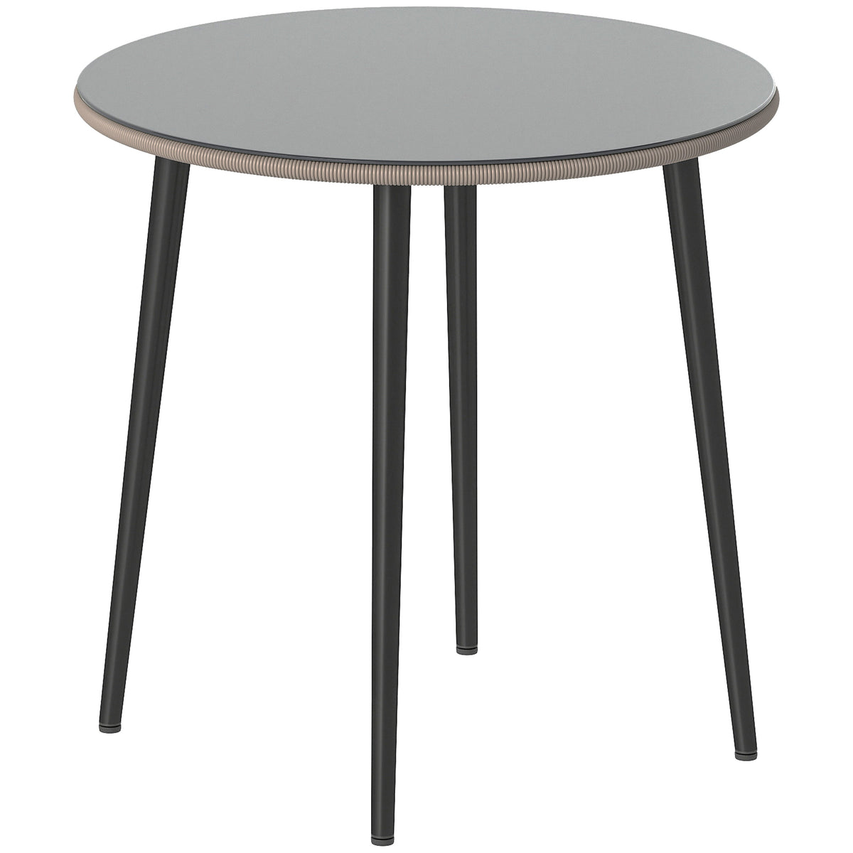 Outsunny Mesa De Comedor De Jardín Con Tablero Vidrio Templado 80x80x74 Cm Gris_0