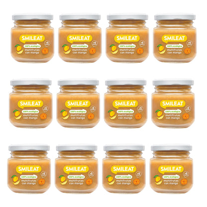 Pack 12x Tarrito Multifrutas con Mango BIO +6 Meses Smileat