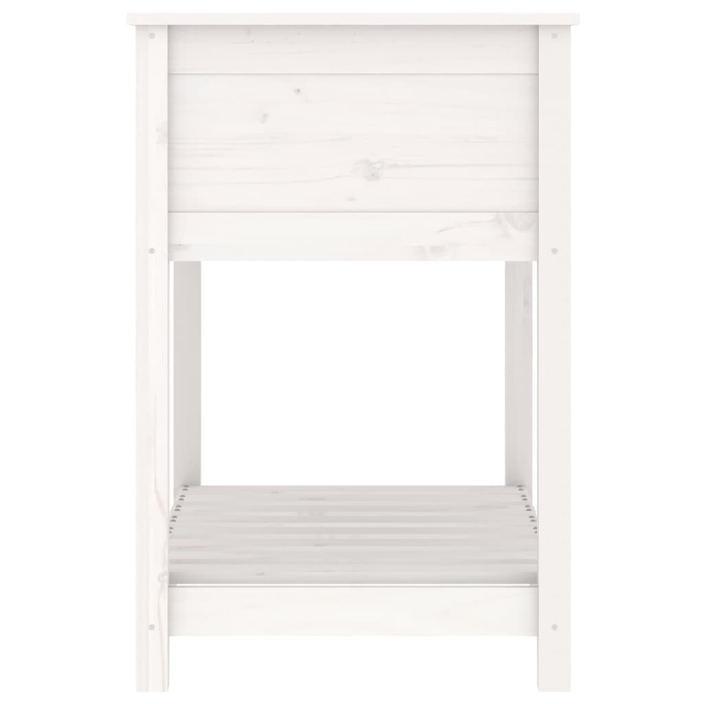 Jardinera Con Estante Madera Maciza De Pino Blanco 82,5x54x81cm_5
