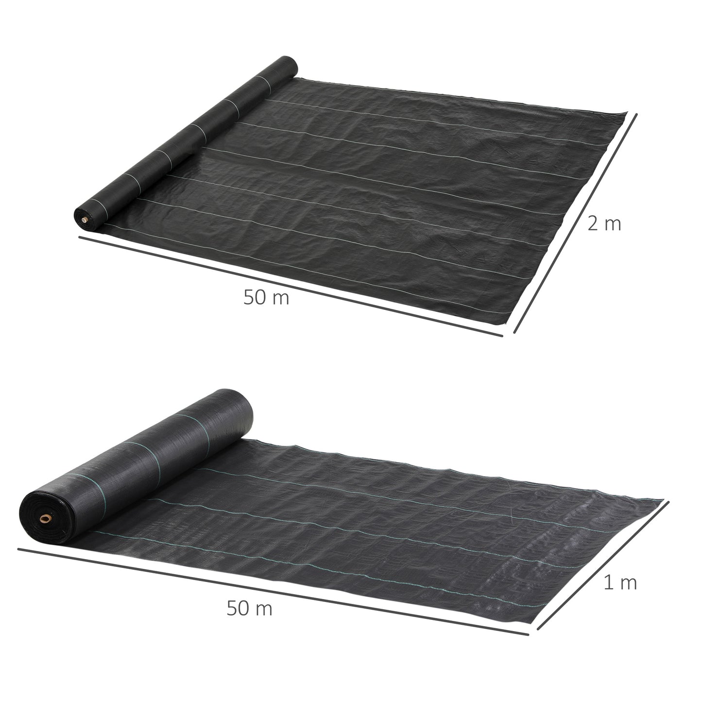 Outsunny Malla Antimaleza 2x25 M 60 G/m² Para Control De Malezas Malas Negro_2
