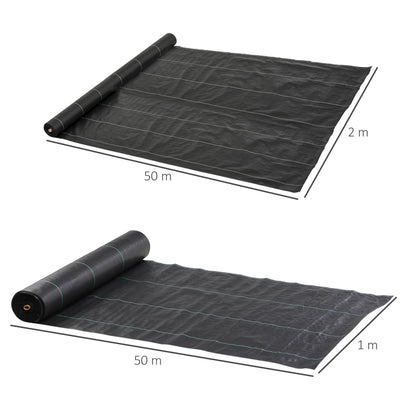 Outsunny Malla Antimaleza 2x25 M 60 G/m² Para Control De Malezas Malas Negro_2