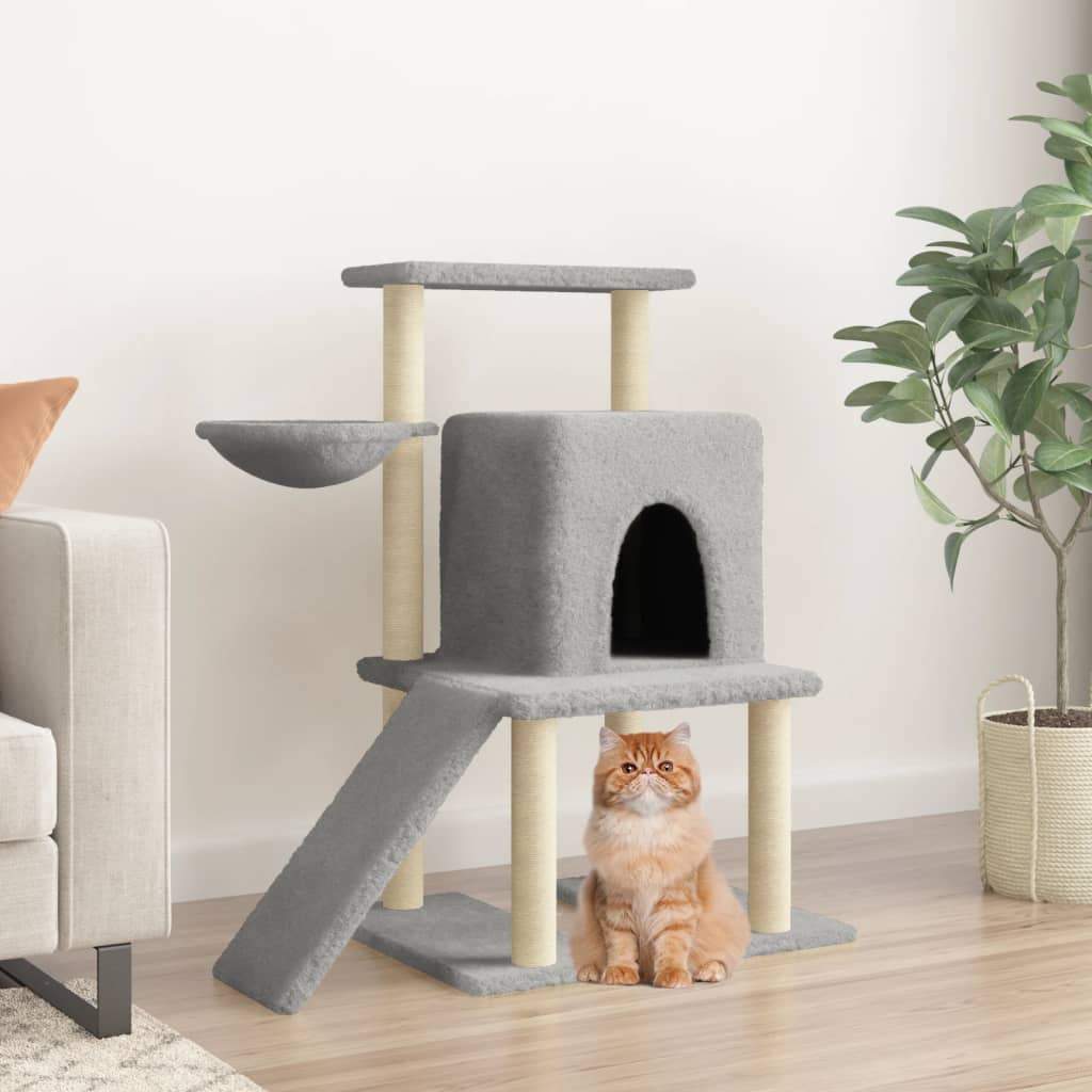 Rascador Para Gatos Con Postes De Sisal Gris Claro 96,5 Cm_1
