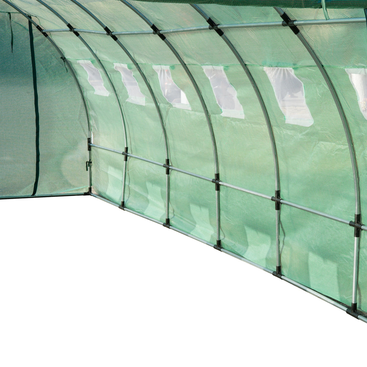 Outsunny Cubierta De Invernadero Túnel 6x3x2m 12 Ventanas Y Puerta Enrollable_3