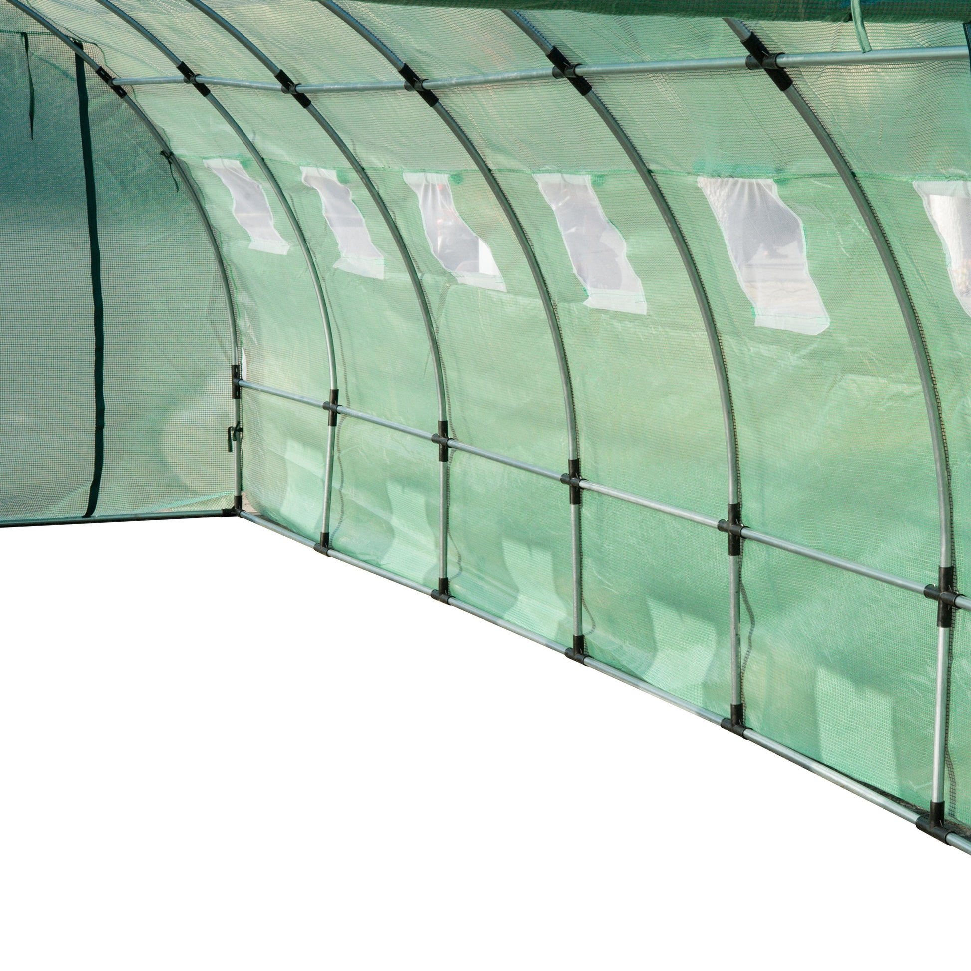 Outsunny Cubierta De Invernadero Túnel 6x3x2m 12 Ventanas Y Puerta Enrollable_3