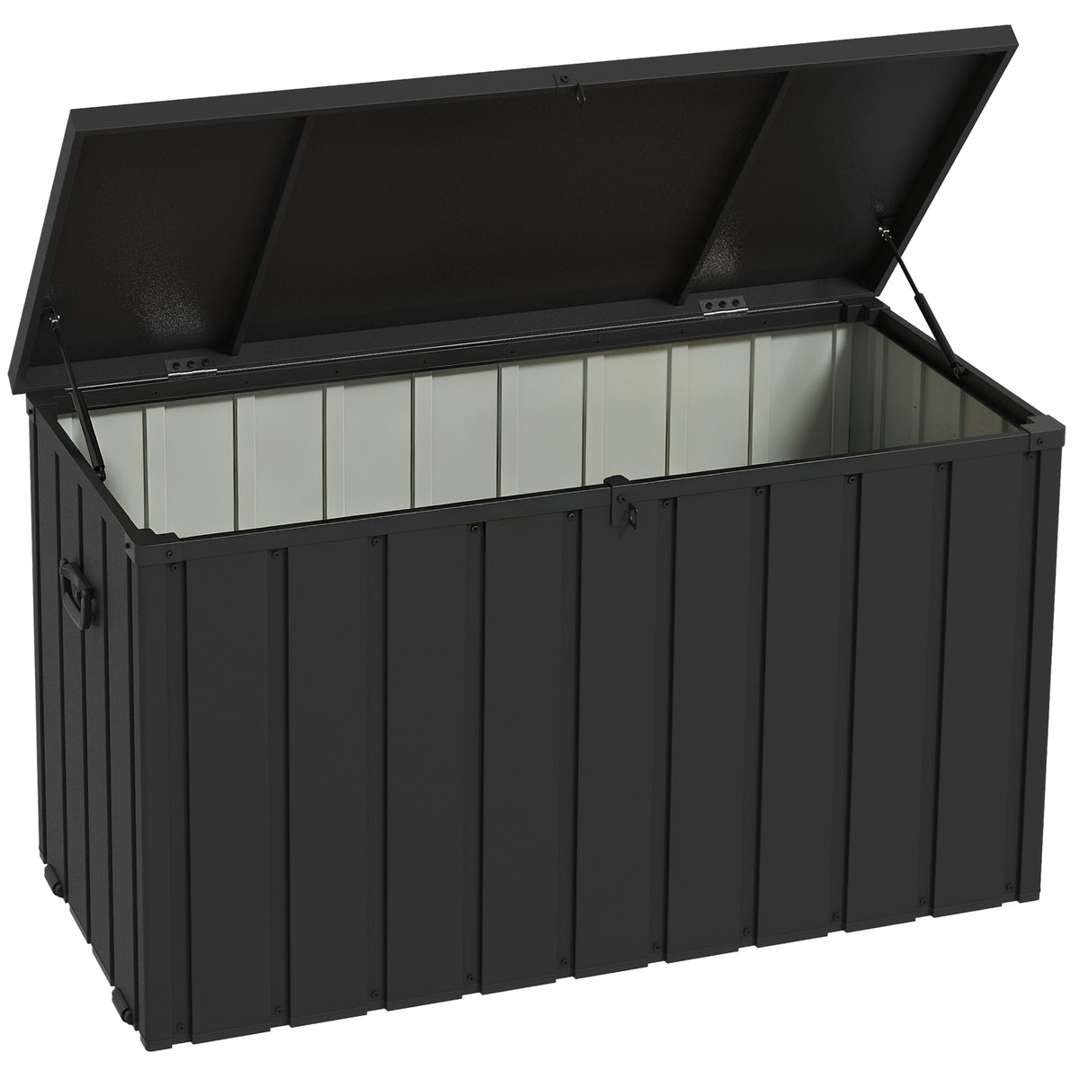 Baúl De Exterior Outsunny Acero, Pp Gris Oscuro 125.5x61.5x70 Cm_0