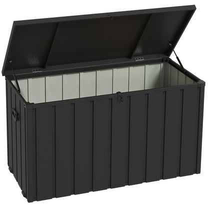Baúl De Exterior Outsunny Acero, Pp Gris Oscuro 125.5x61.5x70 Cm_0