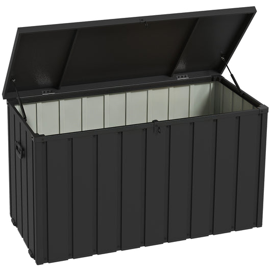 Baúl De Exterior Outsunny Acero, Pp Gris Oscuro 125.5x61.5x70 Cm_0