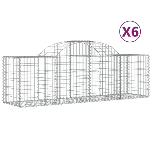 Cestas De Gaviones 6 Uds Forma De Arco Hierro 200x50x60/80 Cm_0