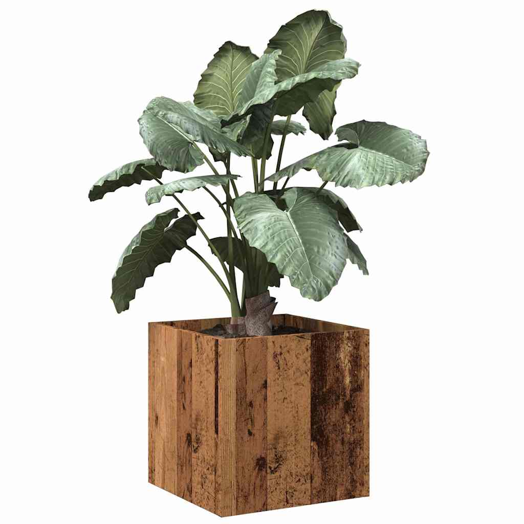 Jardinera De Madera Contrachapada Madera Vieja 40x40x40 Cm_1