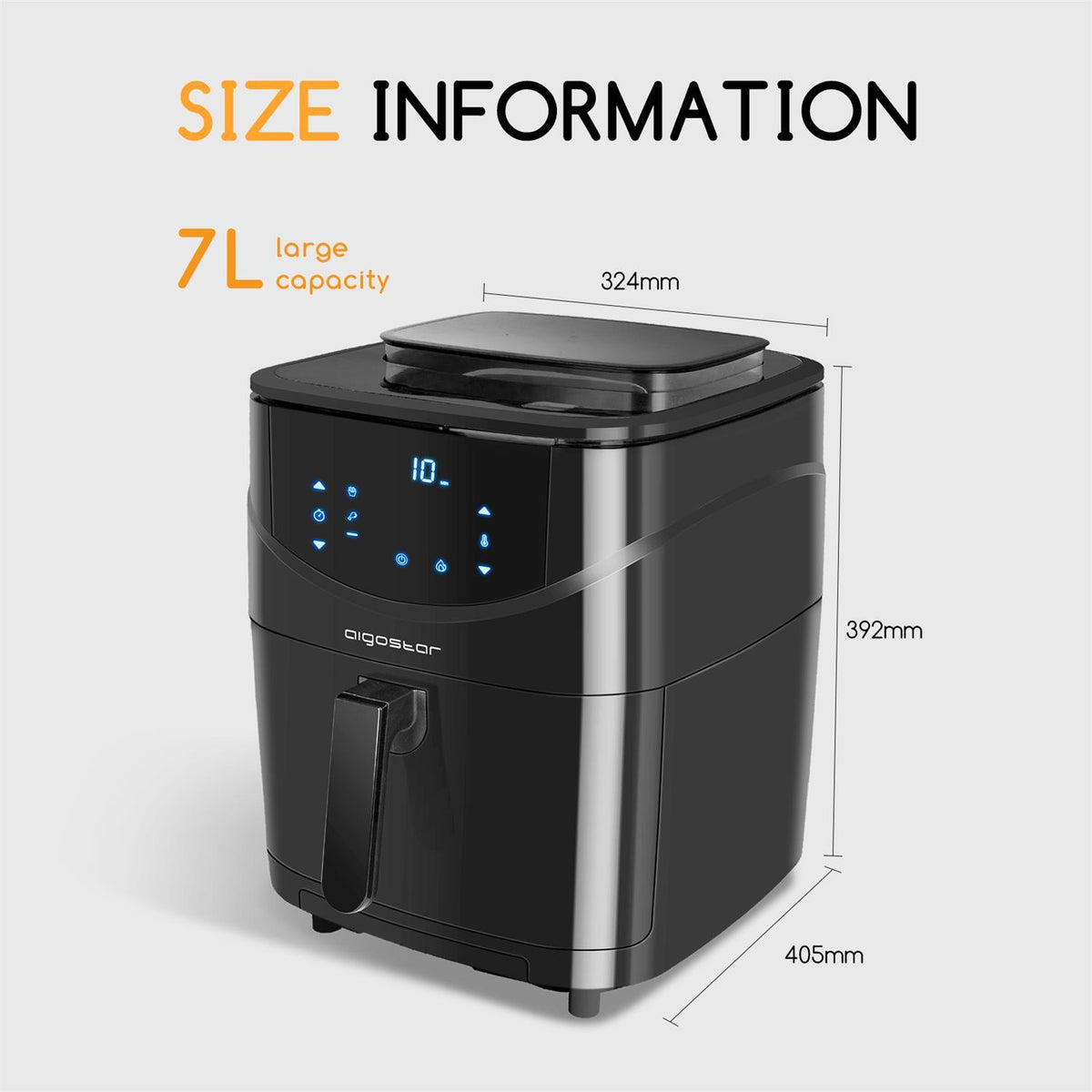 Freidora de aire + vaporizador Aigostar 7 l