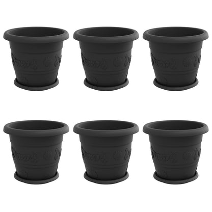 Macetas 6 Uds. Negro Ø 30 X 25 Cm Plástico_0