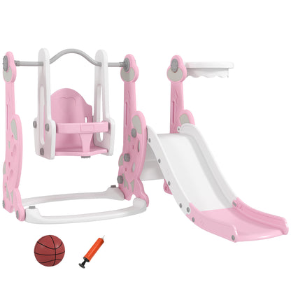 Aiyaplay Tobogán Infantil 4 En 1 Con Columpio Y Tobogán Para Interior Rosa_0