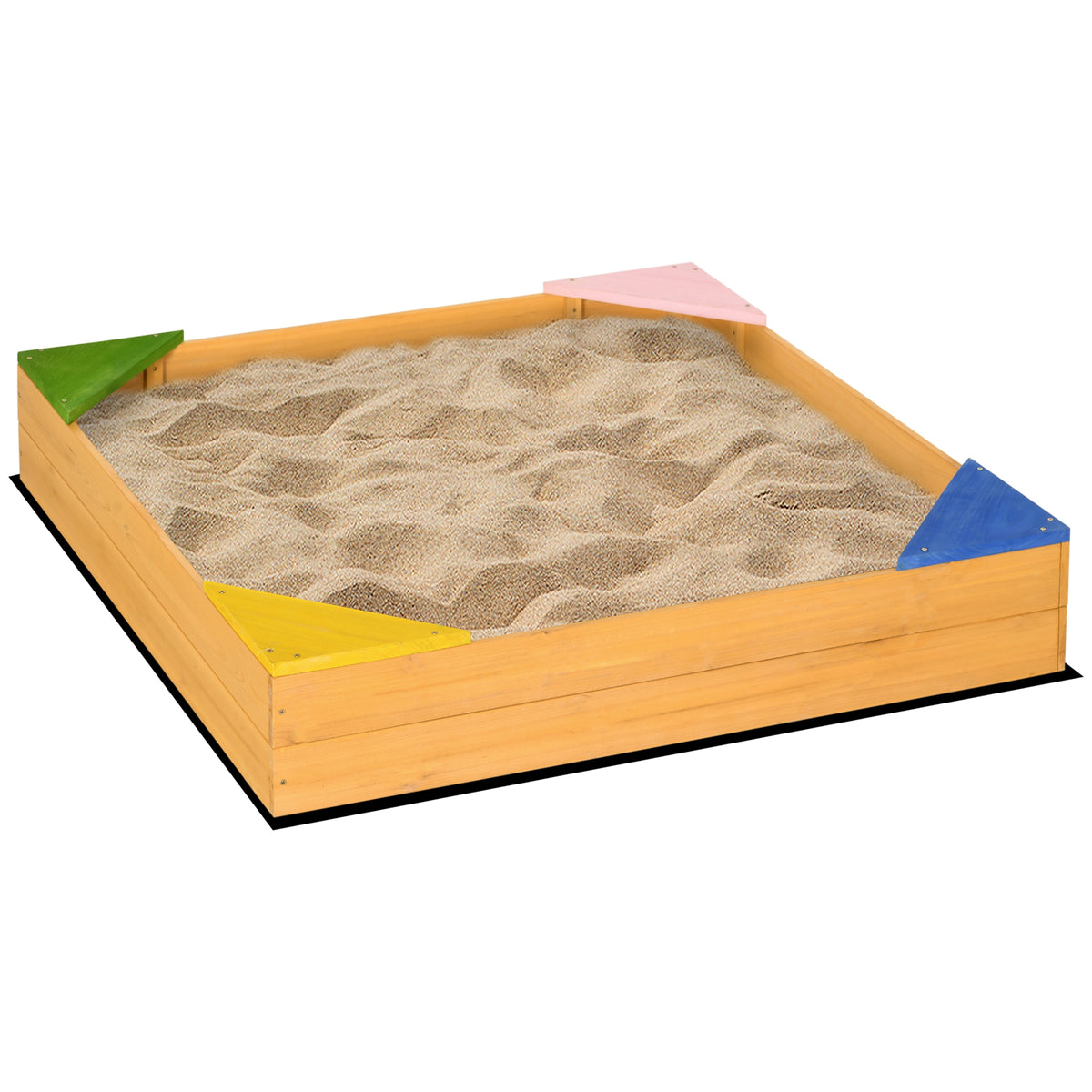 Outsunny Arenero Infantil De Madera Con Tela No Tejida 109x109x19,8 Cm Natural_0