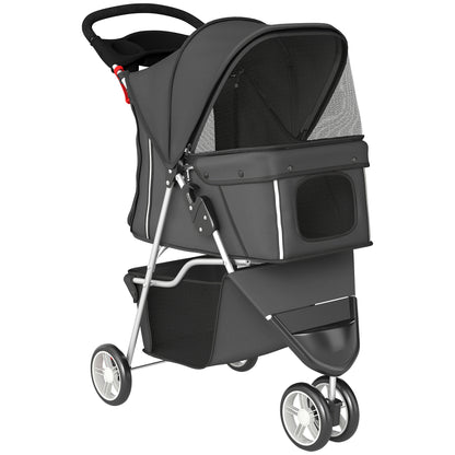 Pawhut Cochecito Para Perros Plegable Con Cesta De Almacenaje 77x44x102 Cm Gris_1
