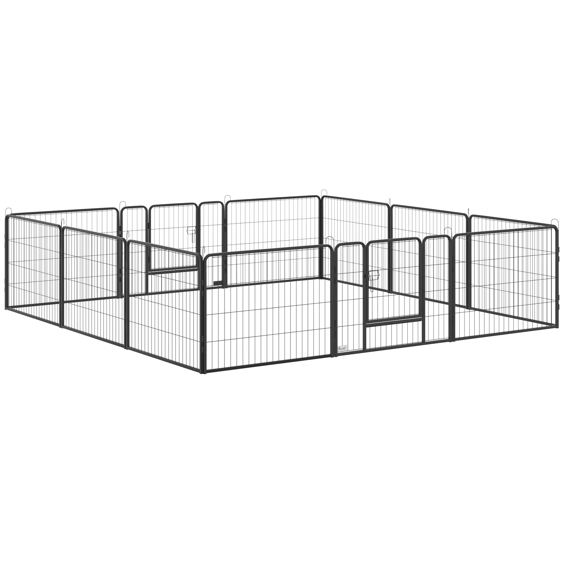 Pawhut Parque Para Perros De 12 Paneles Con 2 Puertas 80x60 Cm Gris_0