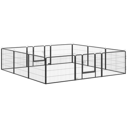 Pawhut Parque Para Perros De 12 Paneles Con 2 Puertas 80x60 Cm Gris_0