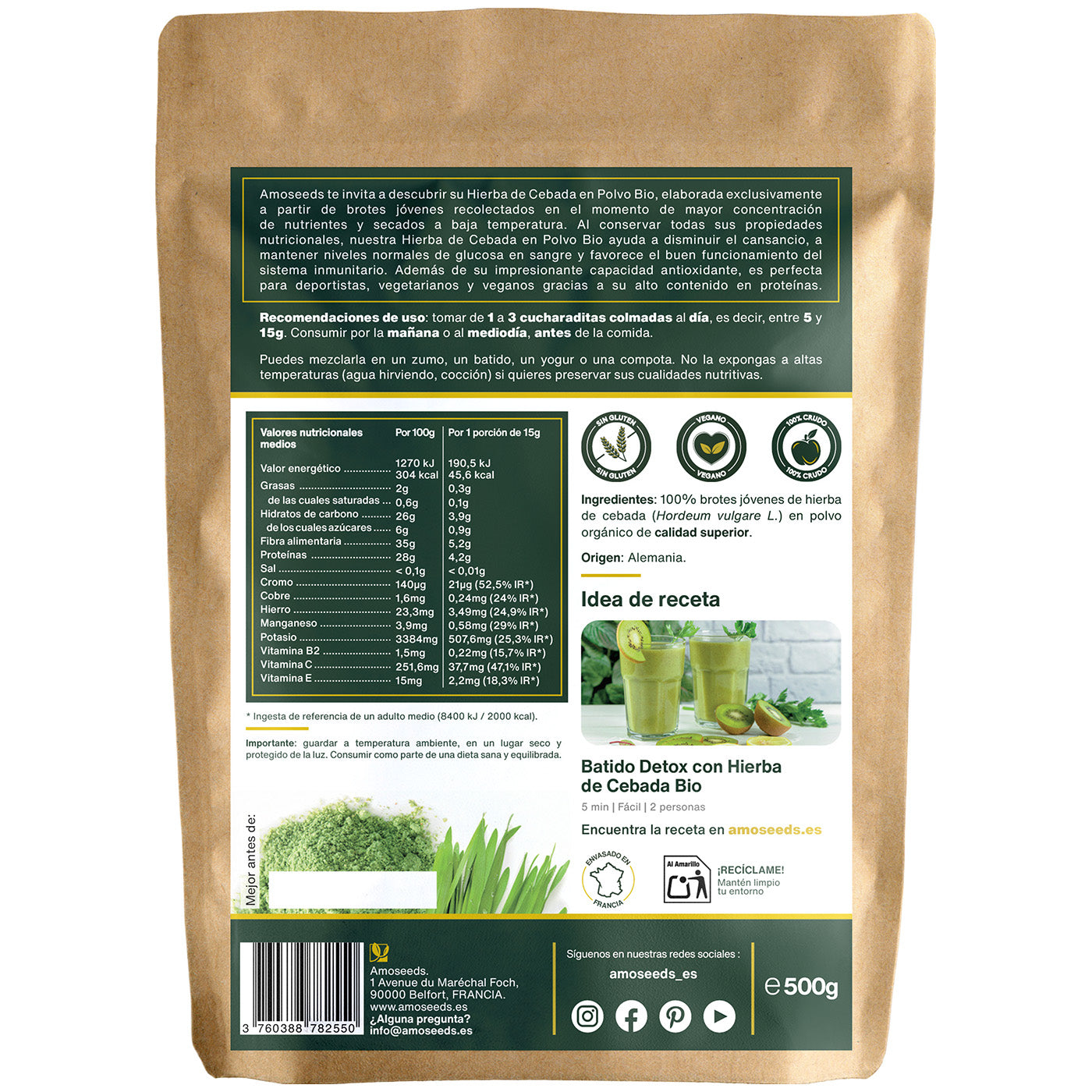Hierba De Cebada En Polvo Bio 500g_4