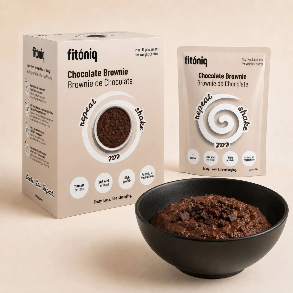 Pack Degustación Fitóniq, 4 cajas, Pasta Boloñesa, Crema de Verduras, Brownie de Chocolate, Batido de Fresa_3