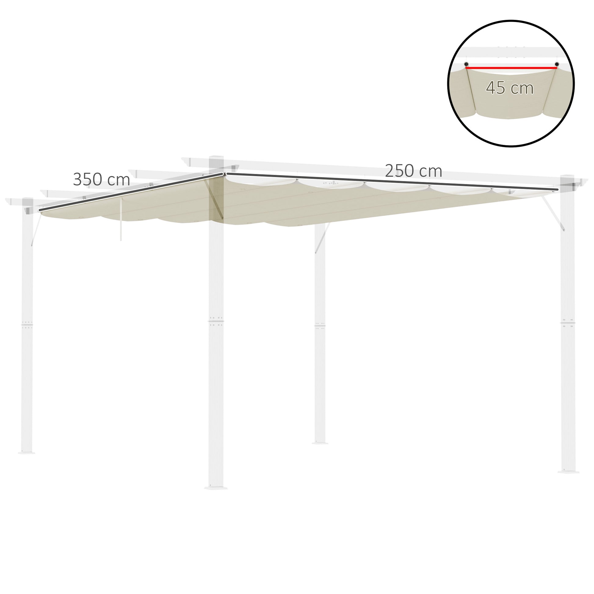 Outsunny Cubierta Para Pérgola Retráctil 3,5x2,6 M Para Marco De 4x3 M Crema_2