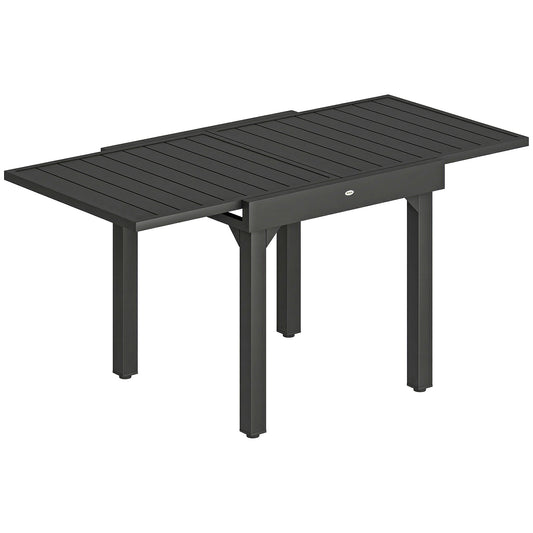 Mesa Jardín Extensible Outsunny Aluminio, Acero Negro 160x80x75 Cm_0