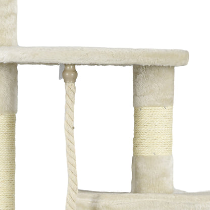 Pawhut Rascador Gato De 4 Pisos 116cm De Altura Árbol Poste Para Arañar Centro_3