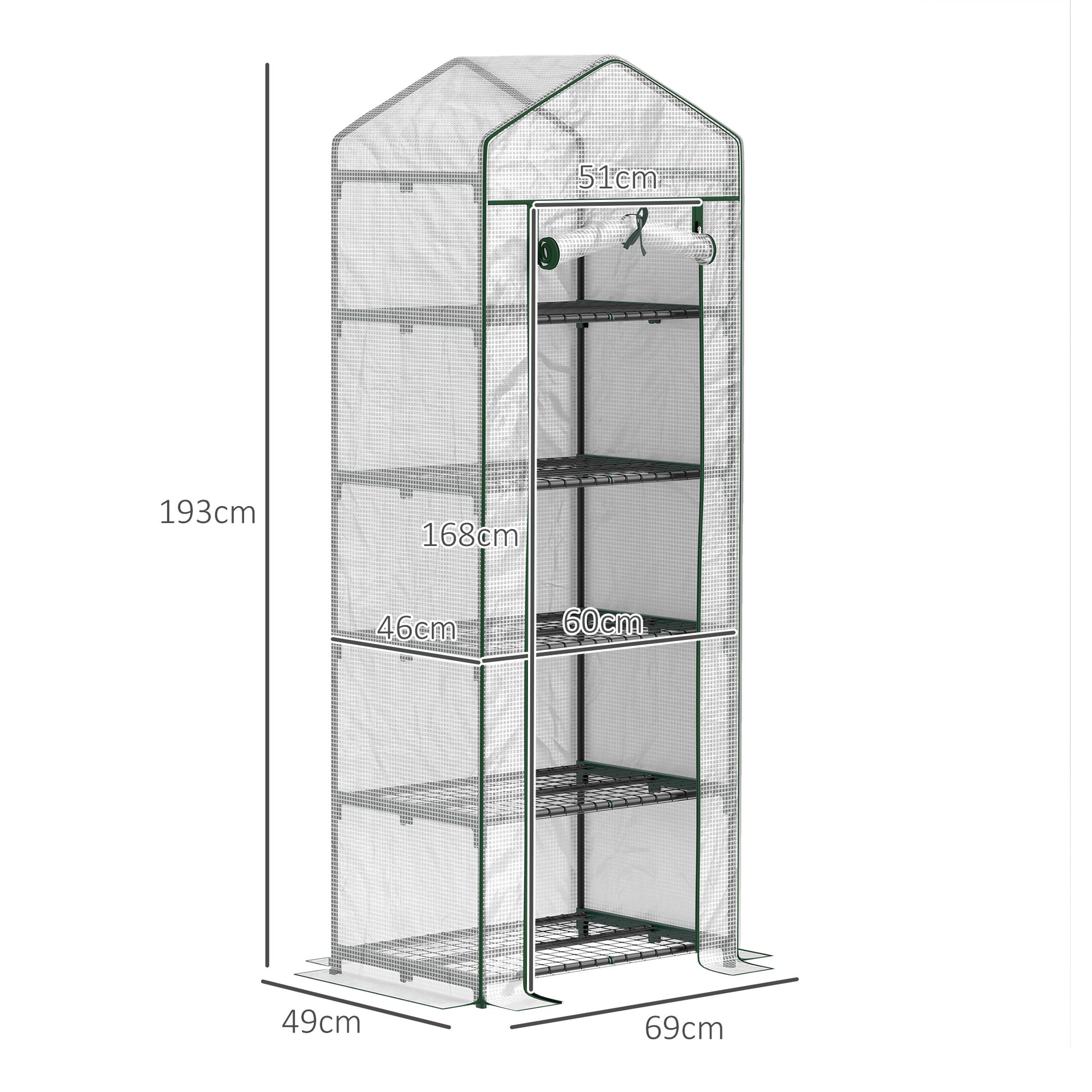 Outsunny Invernadero Pequeño Con Estantes De 5 Niveles 69x49x193 Cm Transparente_2