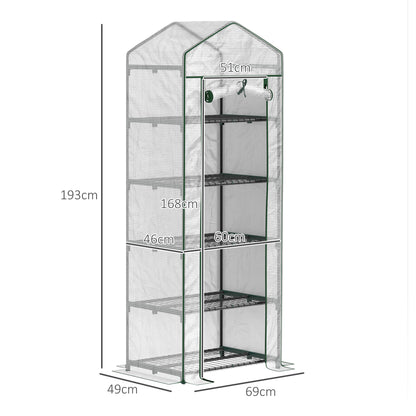 Outsunny Invernadero Pequeño Con Estantes De 5 Niveles 69x49x193 Cm Transparente_2