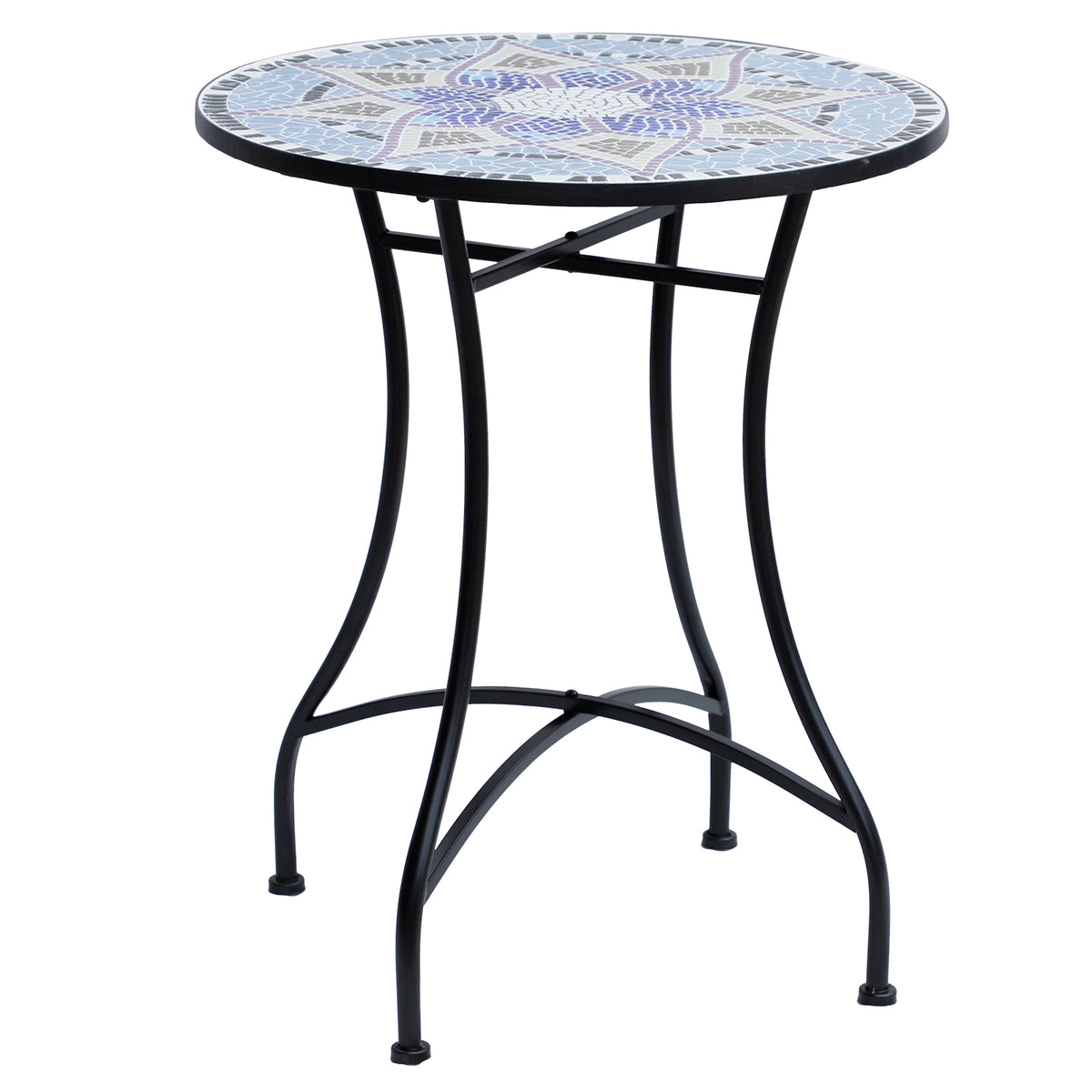 Outsunny Mesa De Jardín Redonda Con Encimera De Mosaico Decorativo Ø60x71 Cm_0