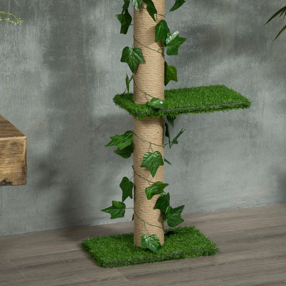 Pawhut Árbol Para Gatos Del Suelo Al Techo 37x21x202-242 Cm Con Altura Ajustable_4