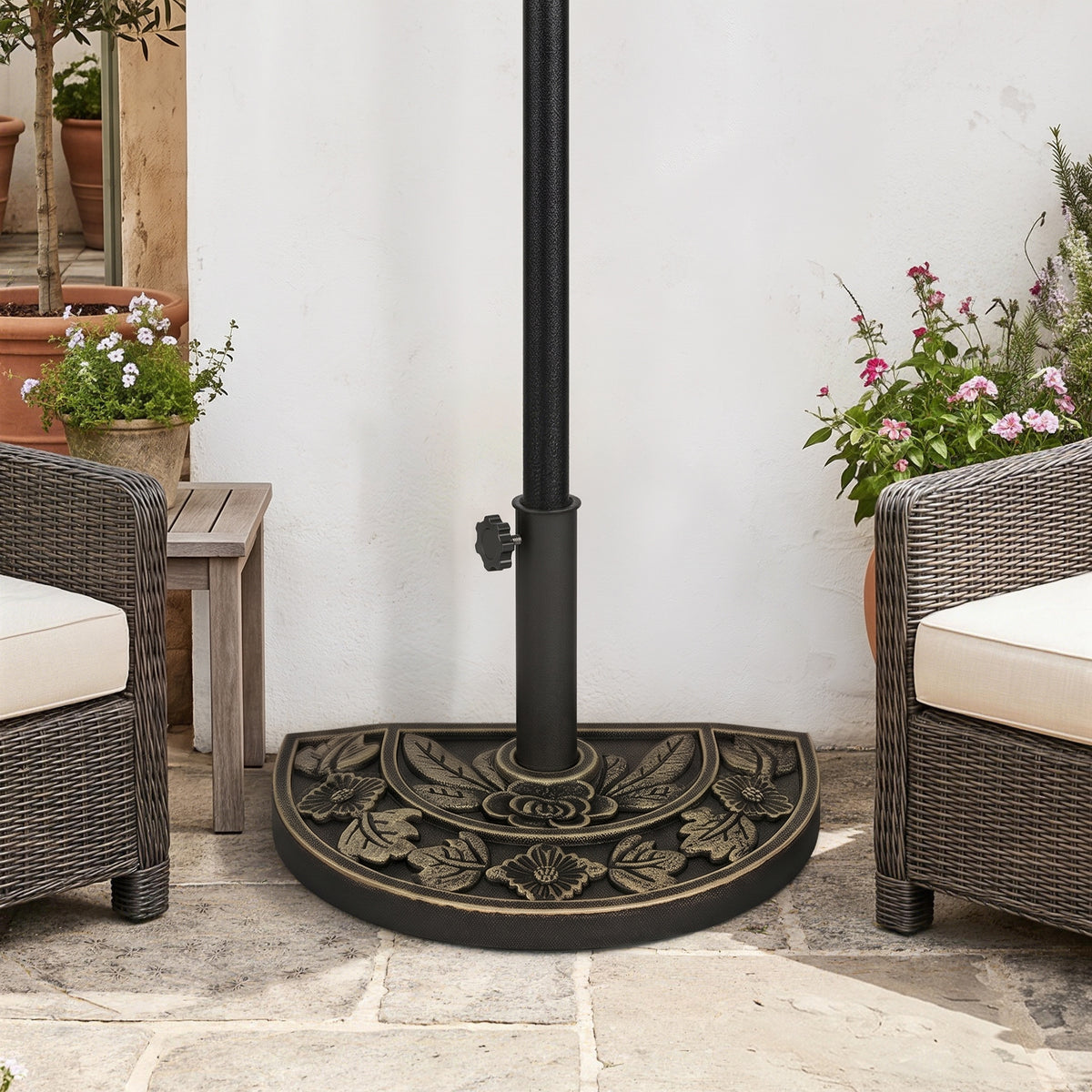 Outsunny Base De Sombrilla Peso 9 Kg En Forma De Semicírculo 50x31x32 Cm Bronce_4