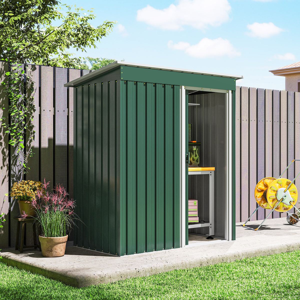 Outsunny Caseta De Jardín Exterior 1,16 M² 163x89x182 Cm Con Puerta Corredera_3