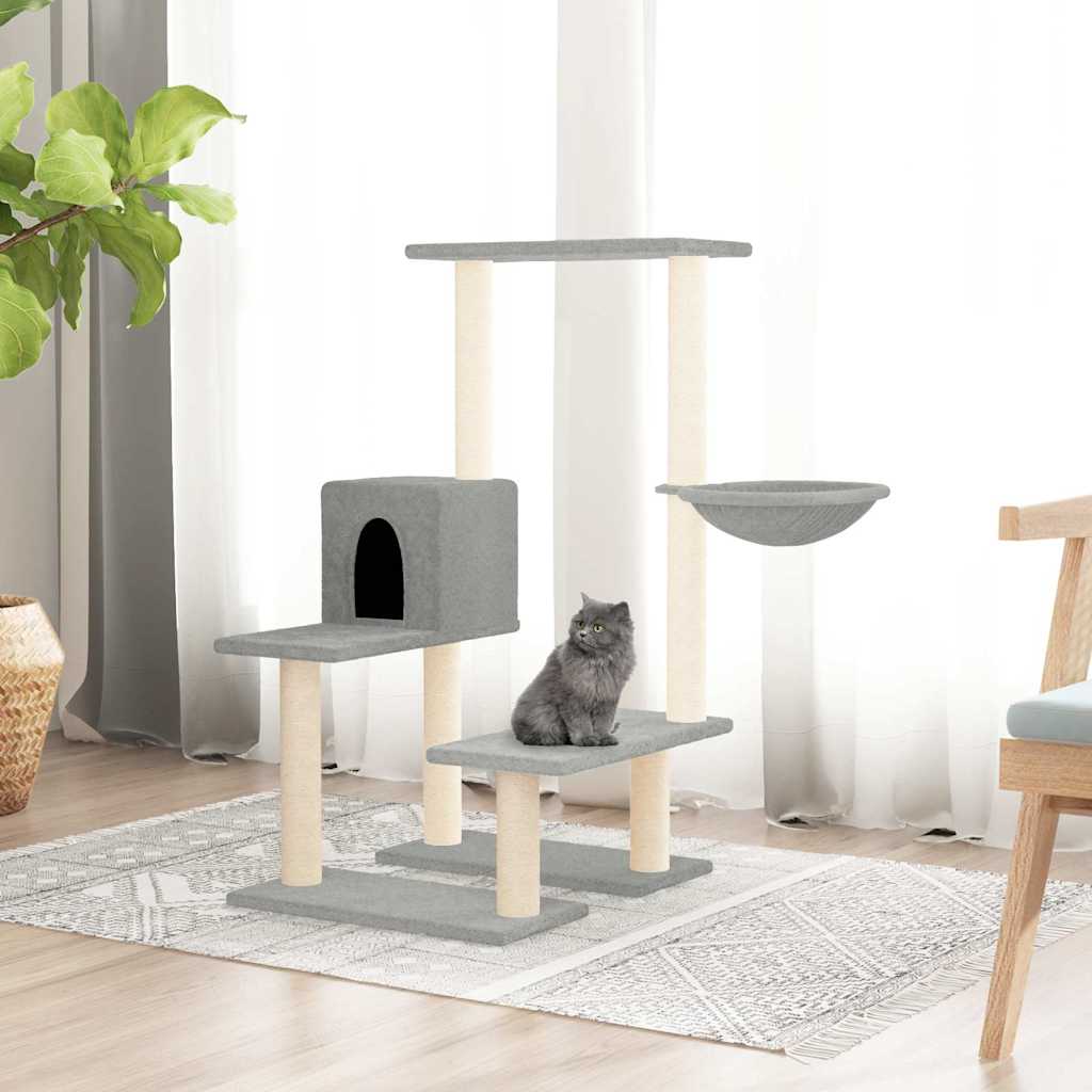 Rascador Para Gatos Con Postes De Sisal Gris Claro 94,5 Cm_1