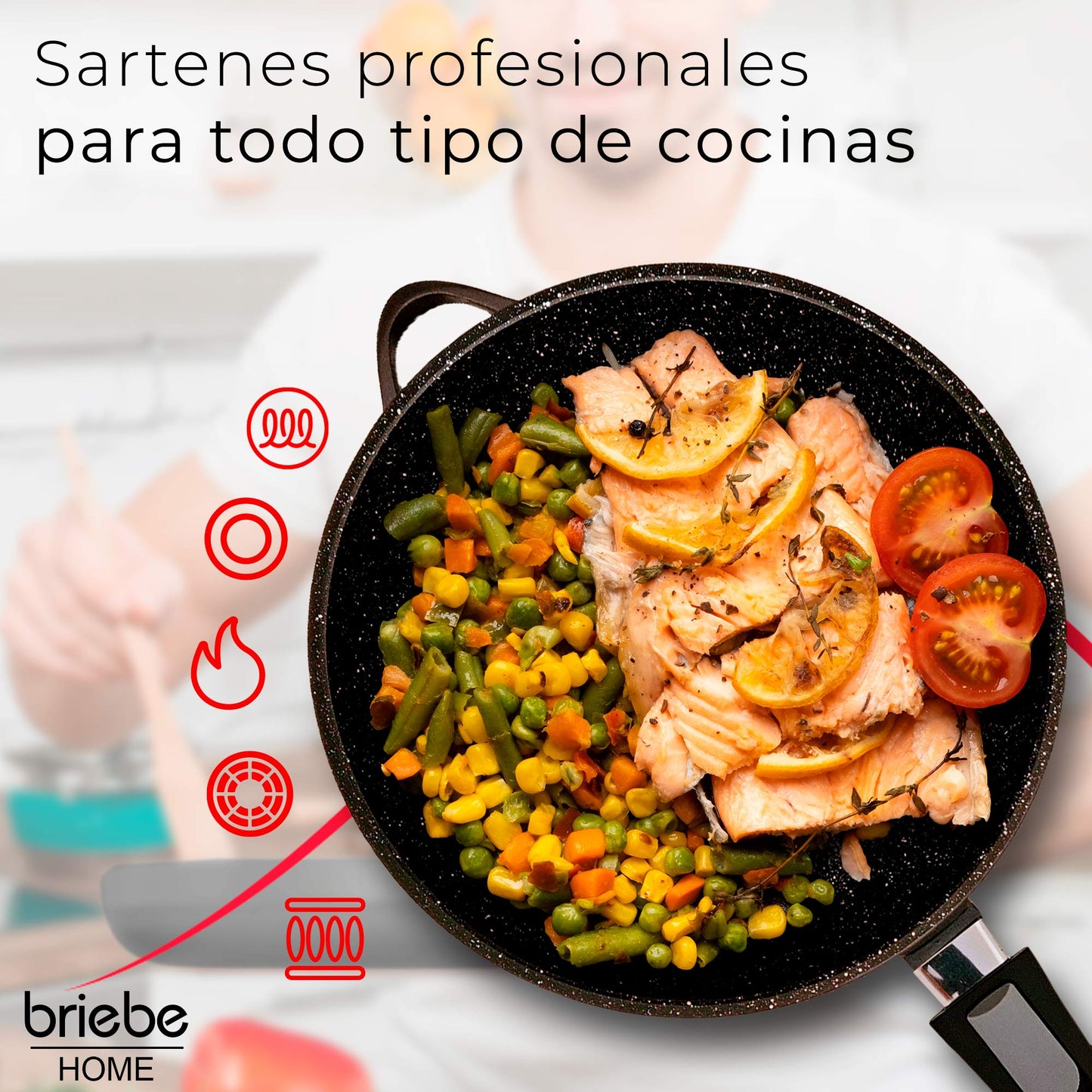 Briebe Set 2 Sartenes Inducción Antiadherentes, Mango Extraíble, Hondas, 24/ 28 Cm Sin Pfoa, Tapas, Mgk19s, Negro_4