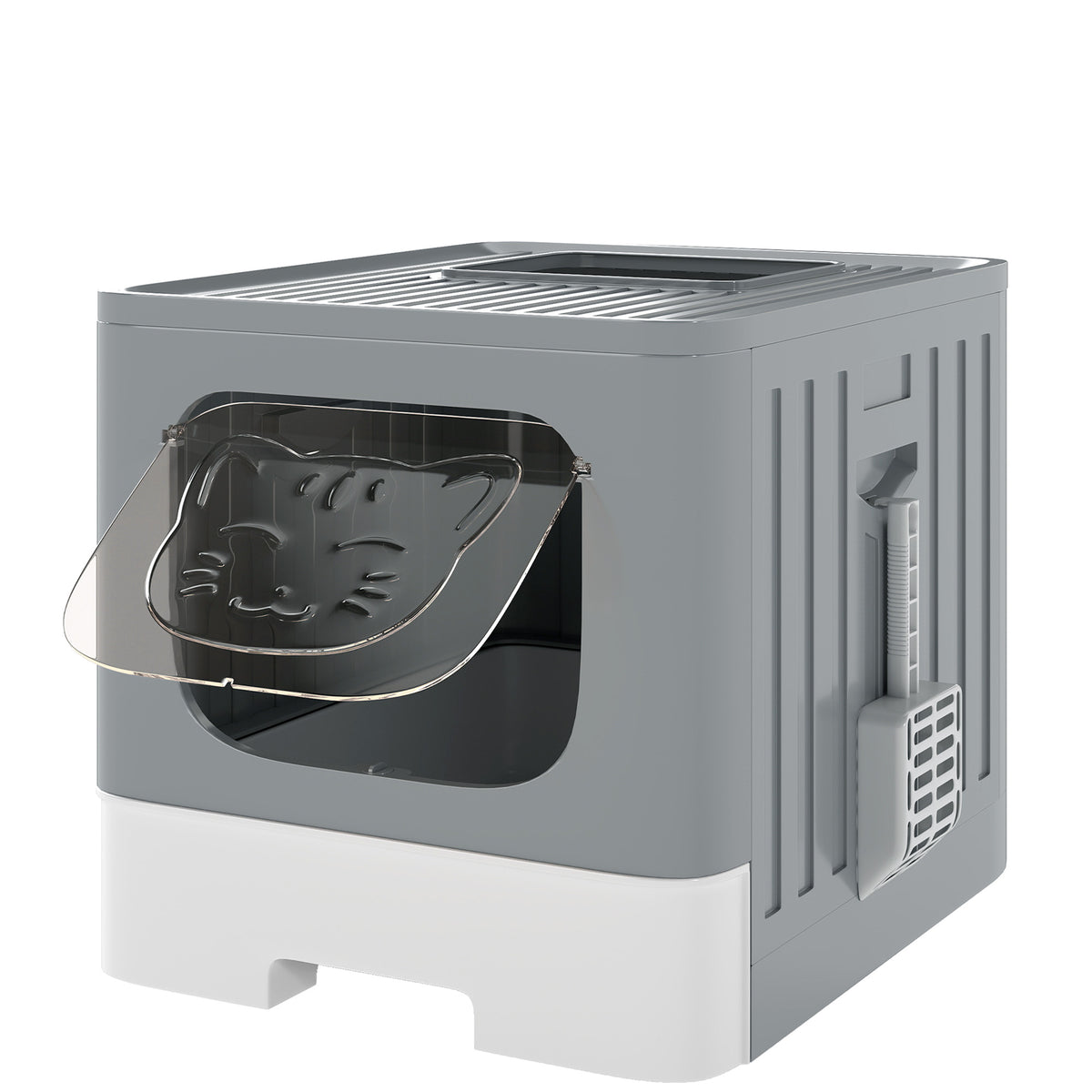 Pawhut Arenero Para Gatos M Con Tapa Enrejada Bandeja Extraíble Gris_0