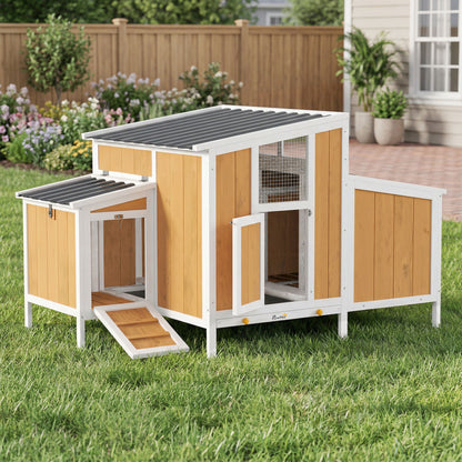 Pawhut Gallinero Para Exterior De Madera 145x90x92 Cm Para 2-4 Gallinas Amarillo_1