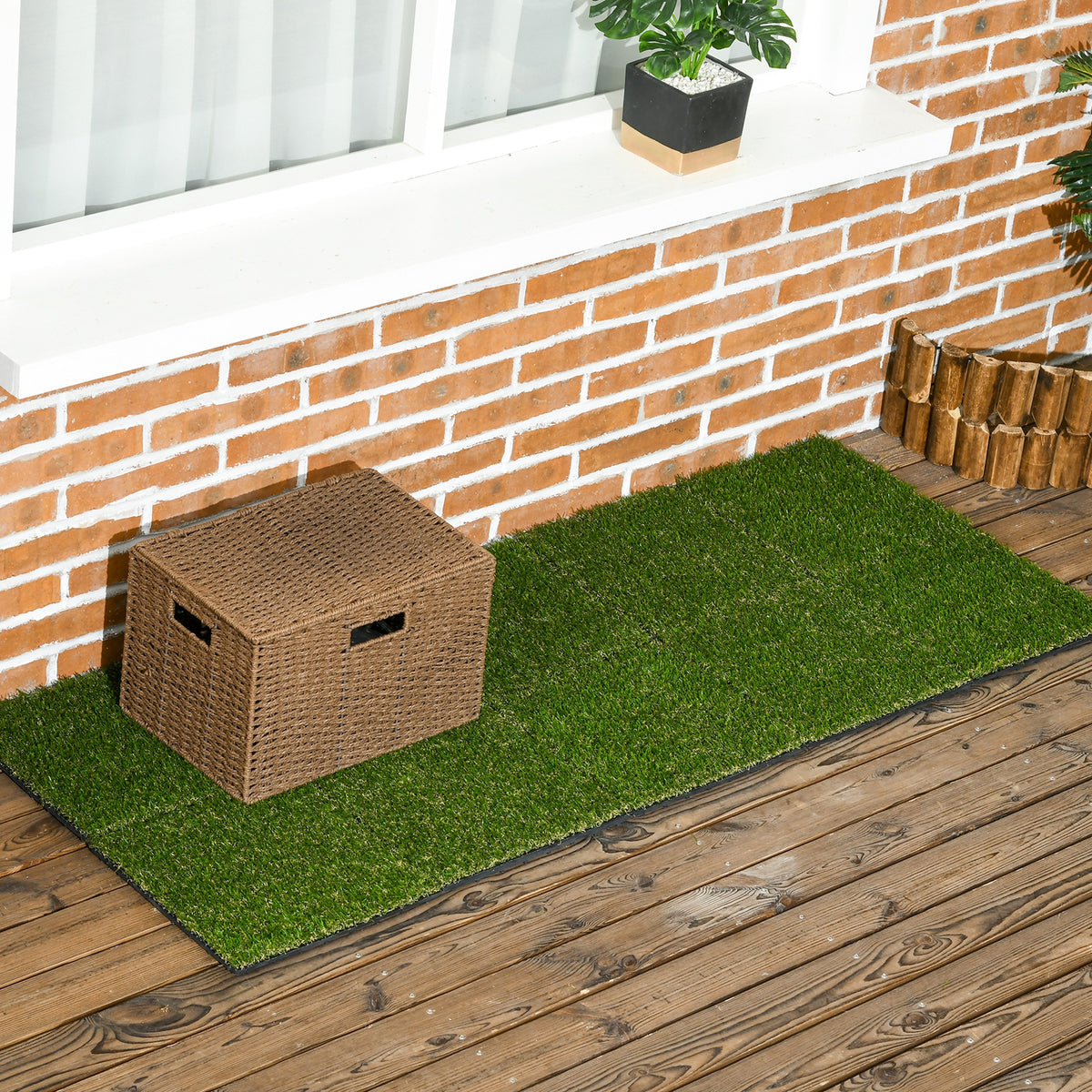 Outsunny Césped Artificial De 10 Piezas 30x30 Cm Altura De Hierba 20 Mm Verde_4