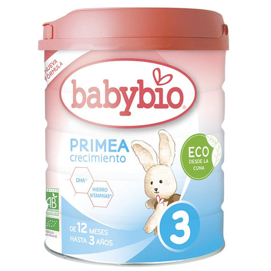 Leche de fórmula crecimiento ecológica Primea 3 (bebés de 12 meses a 3 años) Babybio 800g