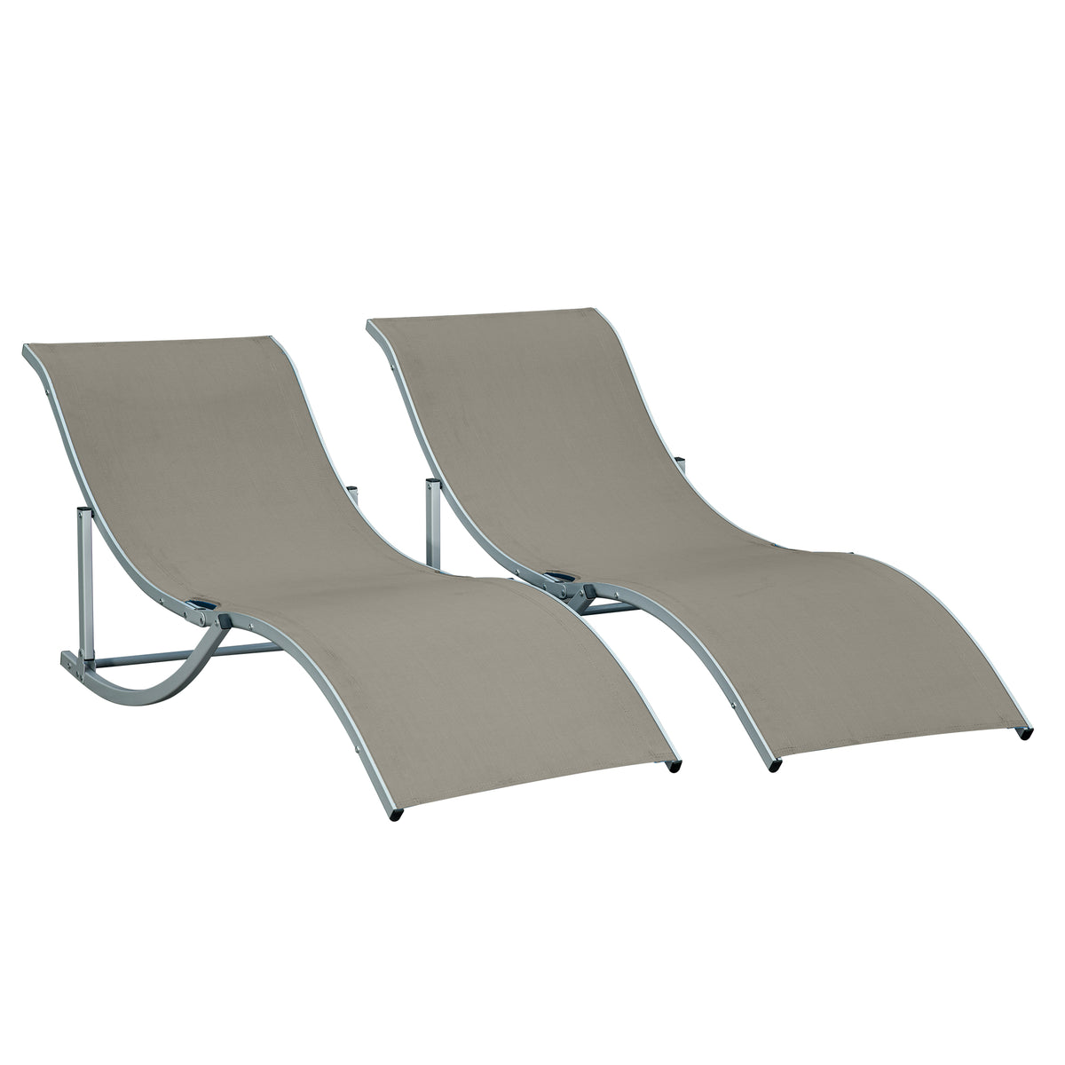Conjunto De Tumbonas Outsunny Aluminio, Textilene Gris 165x61x63 Cm_0