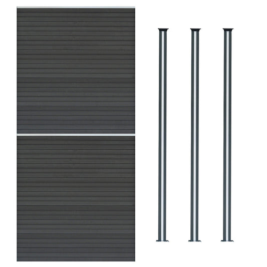 Vallas Para Exteriores De Wpc Y Aluminio - 2x Paneles + 3xpostes | Gris_0