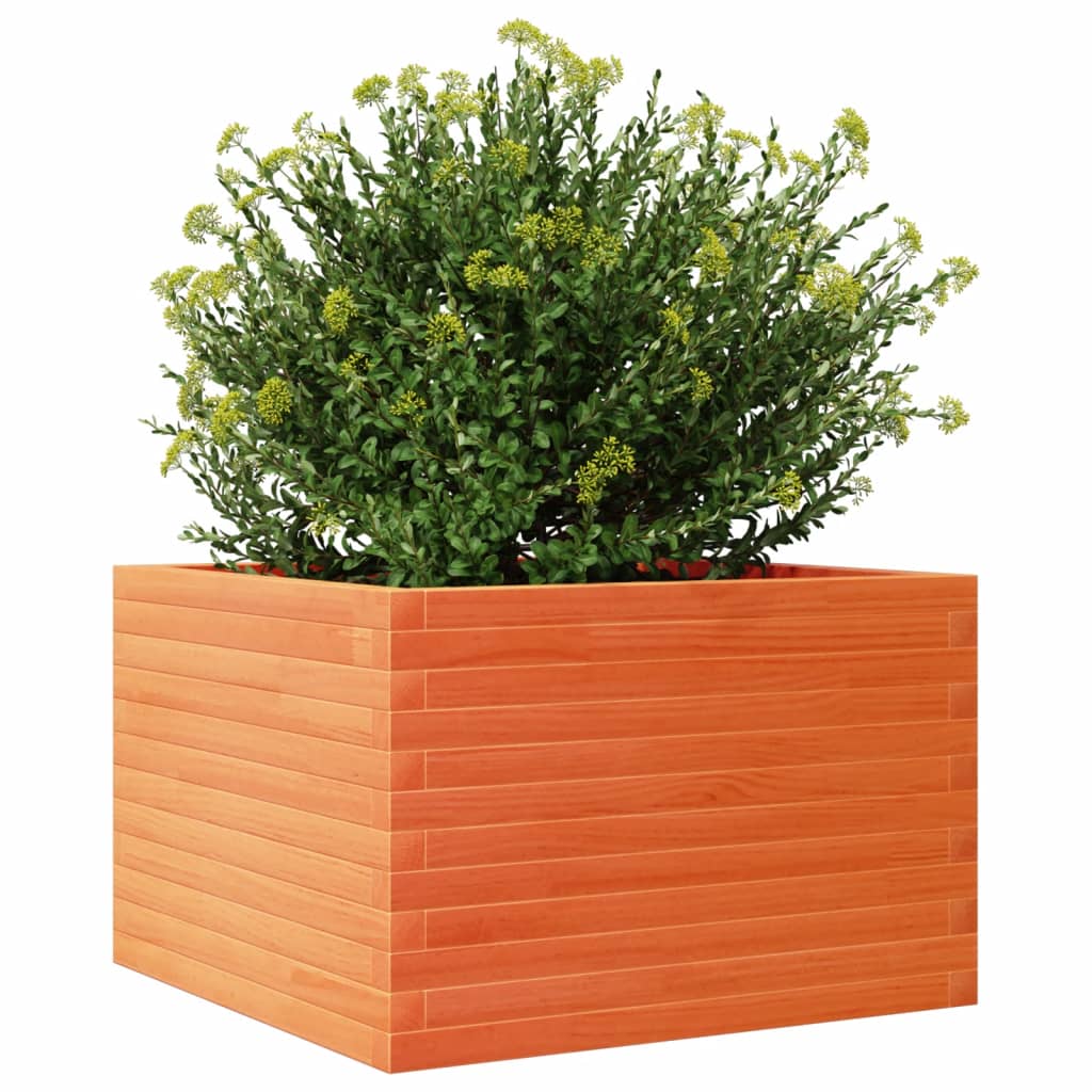 Jardinera Madera Maciza De Pino Marrón Cera 70x70x45,5 Cm_3